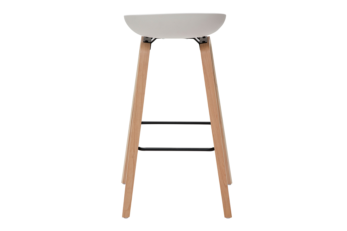 Barhocker wei Holzbeine 75 cm (2er-Set) LINO