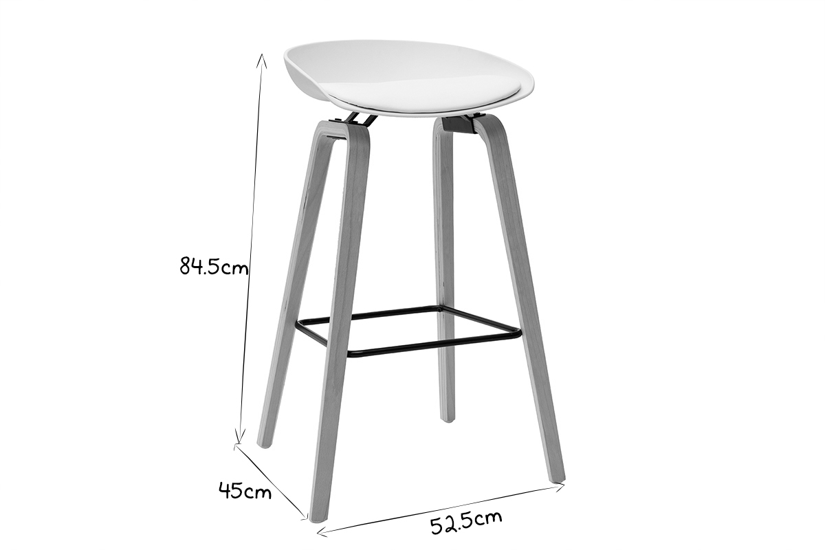 Barhocker wei Holzbeine 75 cm (2er-Set) LINO