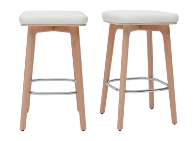 Barhocker weiß und helles Holz 65 cm (2er-Set) GRAMMA