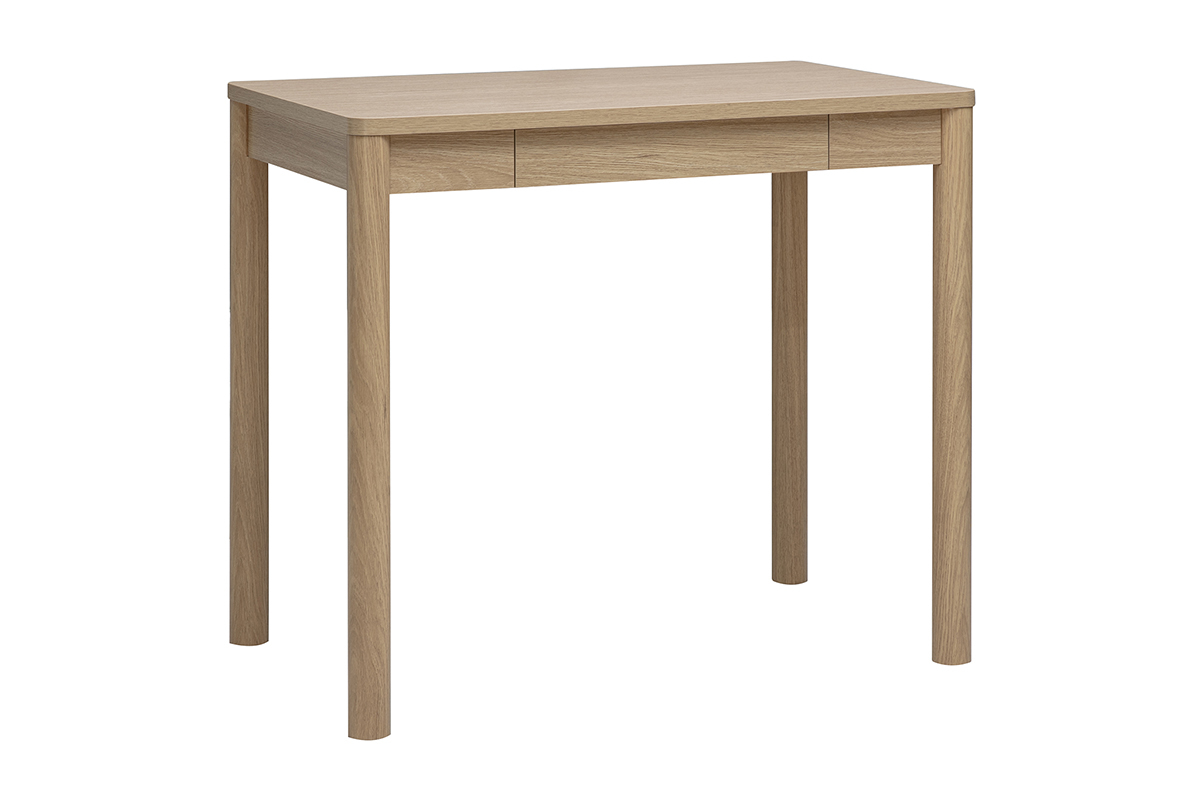 Bartisch IZZIE aus hellem Holz mit Schublade, 3/4-Ansicht
