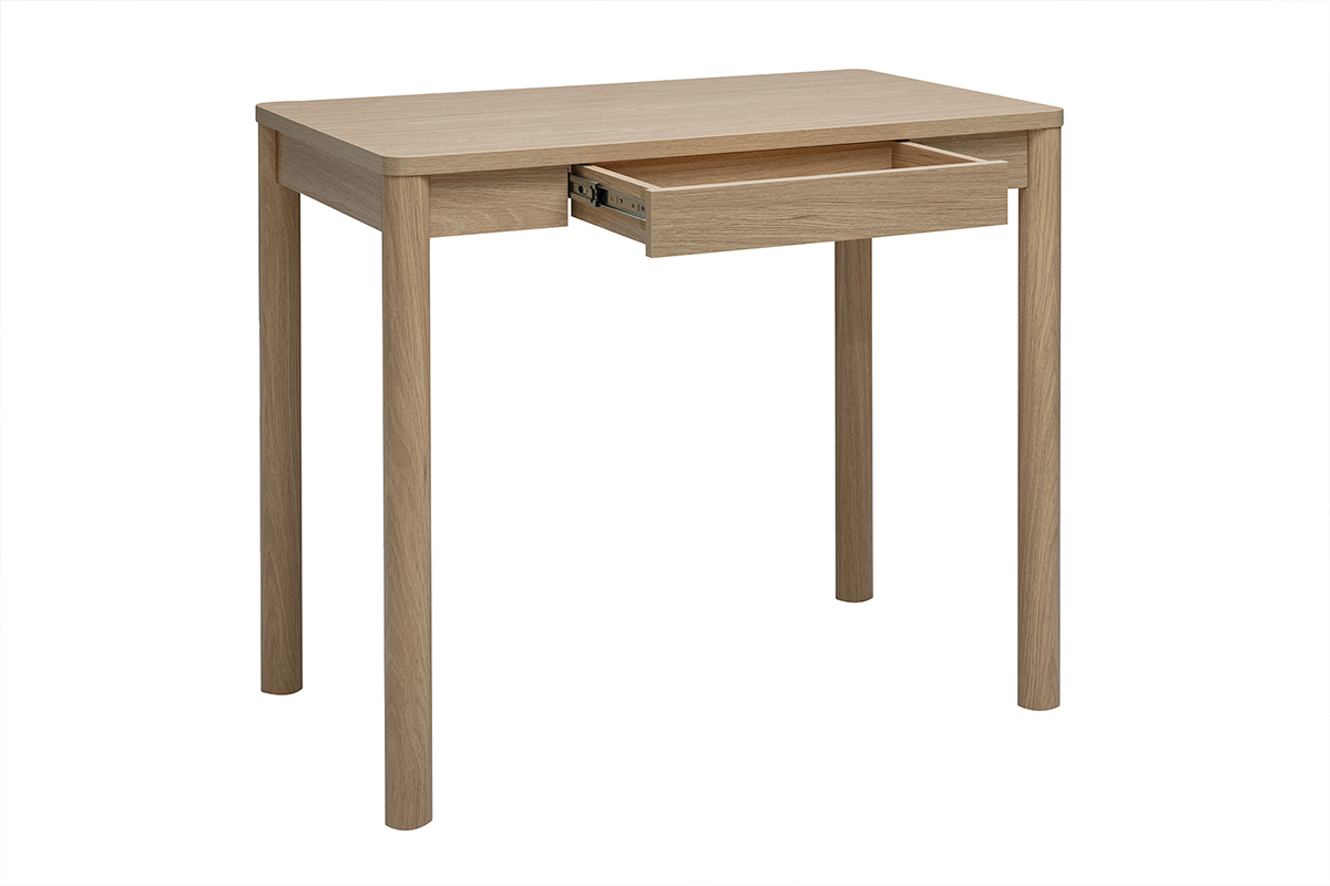 Heller Holzbartisch aus Eiche mit Schublade, 3/4-Ansicht