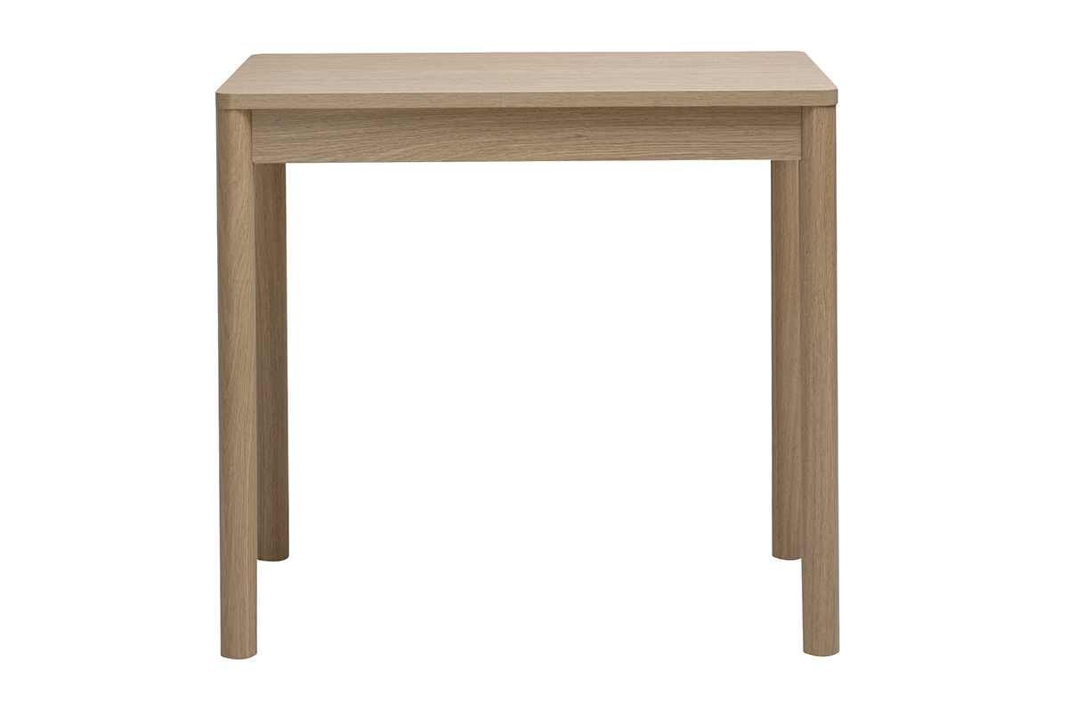 Bartisch aus hellem Holz mit Eichenoberfl�che, R�ckansicht, mit integriertem Schublade.