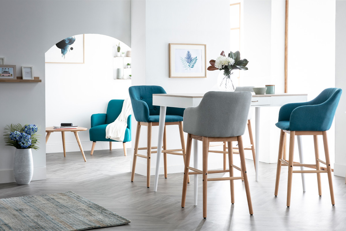 Bartisch skandinavisch wei und Holz STRIPE