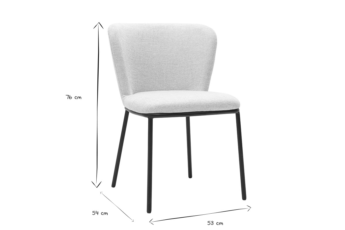 Abmessungen der LISOR-St�hle in Schwarz und Wei�, 76 cm H�he, 54 cm Tiefe, 53 cm Breite.