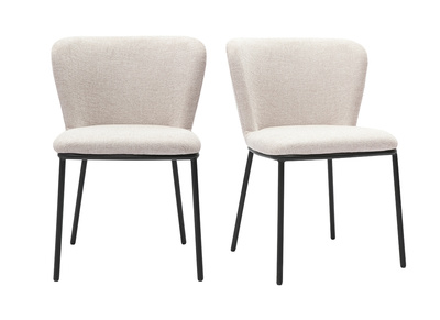 Beige St&uuml;hle aus Stoff in strukturierter Samtoptik und schwarzem Metall (2er-Set) LISOR