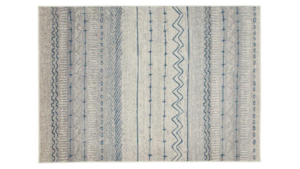 Beige und blau gemusterter Teppich 150 x 220 cm TRIBAL