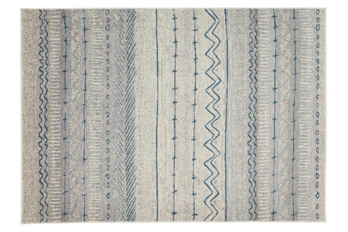 Beige und blau gemusterter Teppich 150 x 220 cm TRIBAL