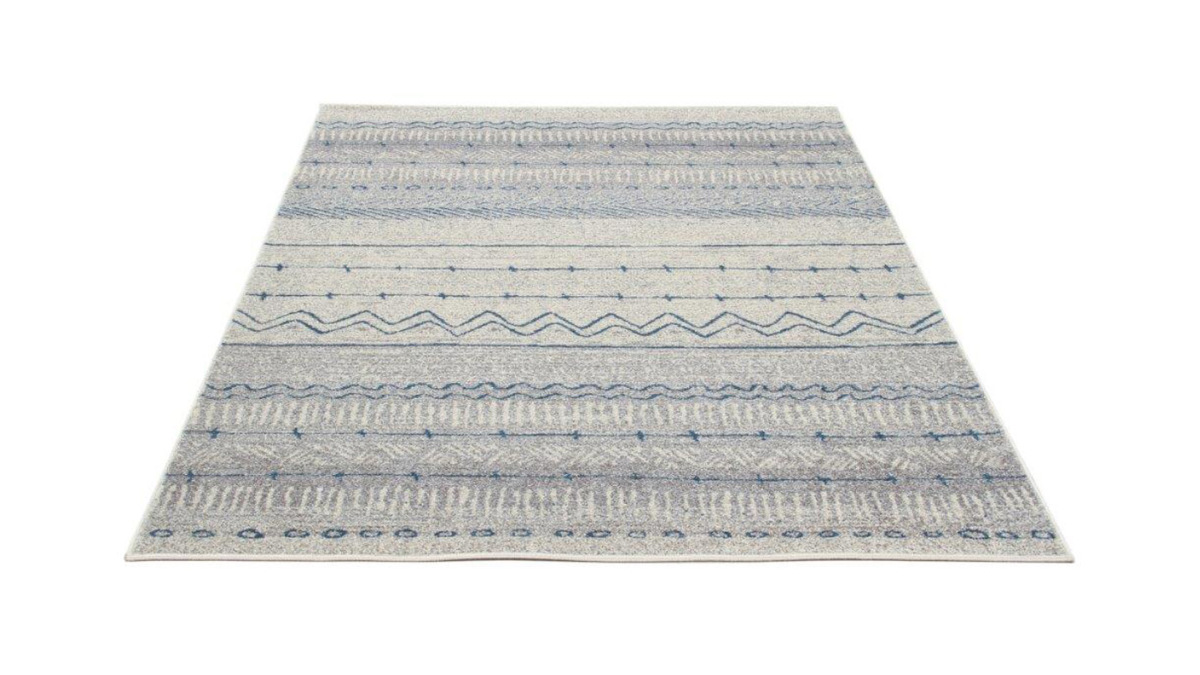 Beige und blau gemusterter Teppich 150 x 220 cm TRIBAL