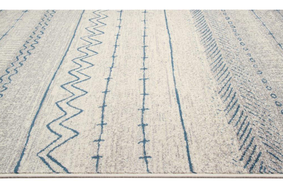 Beige und blau gemusterter Teppich 150 x 220 cm TRIBAL