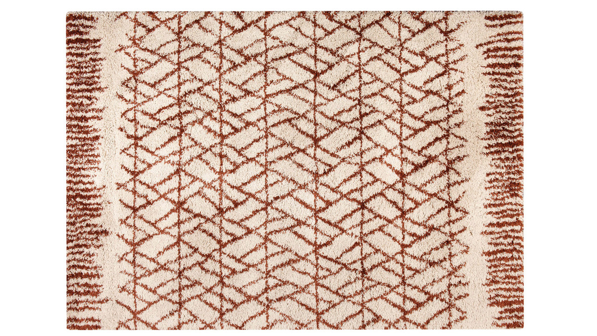 Beige und roter moderner Fliesen-Teppich 200 x 290 cm PALMERAIE