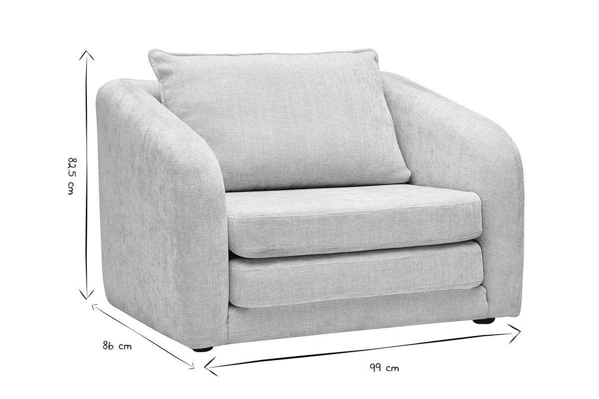 Beige Schlafsessel, Mae 82,5x86x99 cm, in Schwarz und Wei.