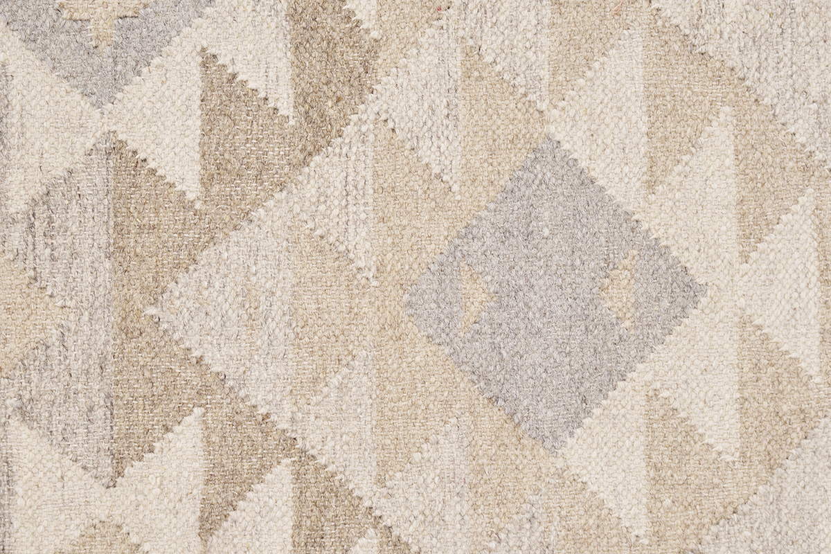 Beiger Berber-Teppich mit geometrischen Mustern aus Wolle und Baumwolle 160 x 230 cm MAKA