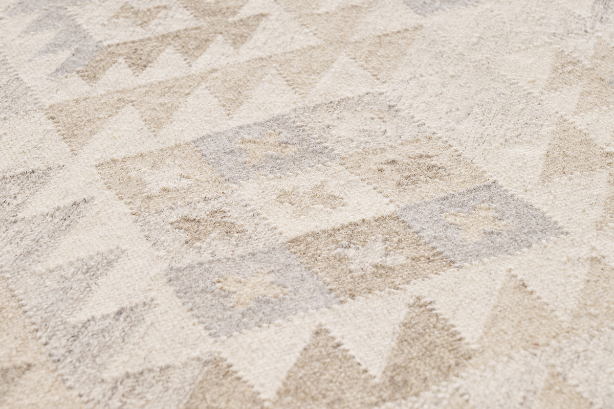 Beiger Berber-Teppich mit geometrischen Mustern aus Wolle und Baumwolle 160 x 230 cm MAKA