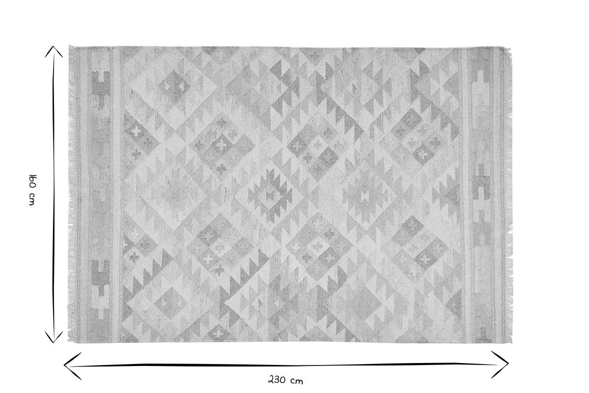 Beiger Berber-Teppich mit geometrischen Mustern aus Wolle und Baumwolle 160 x 230 cm MAKA