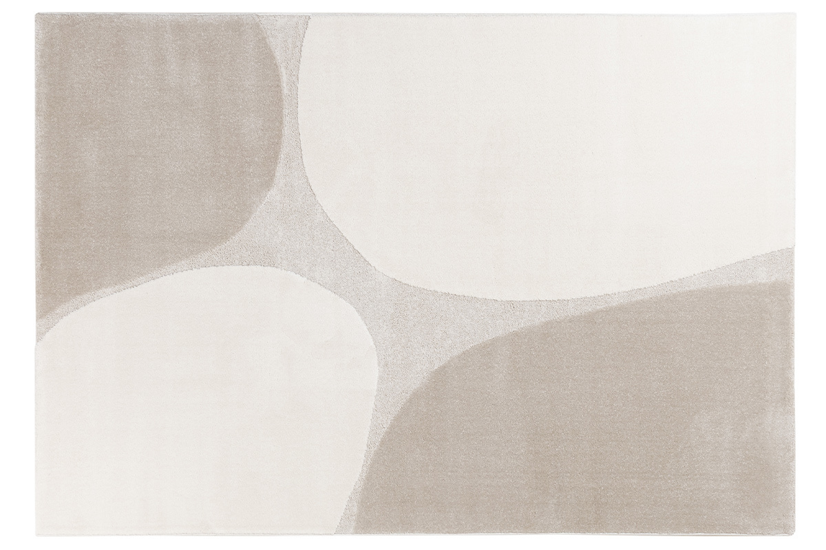 Beiger rechteckiger Teppich 160 x 230 cm LUMA mit sanften Mustern, Draufsicht.