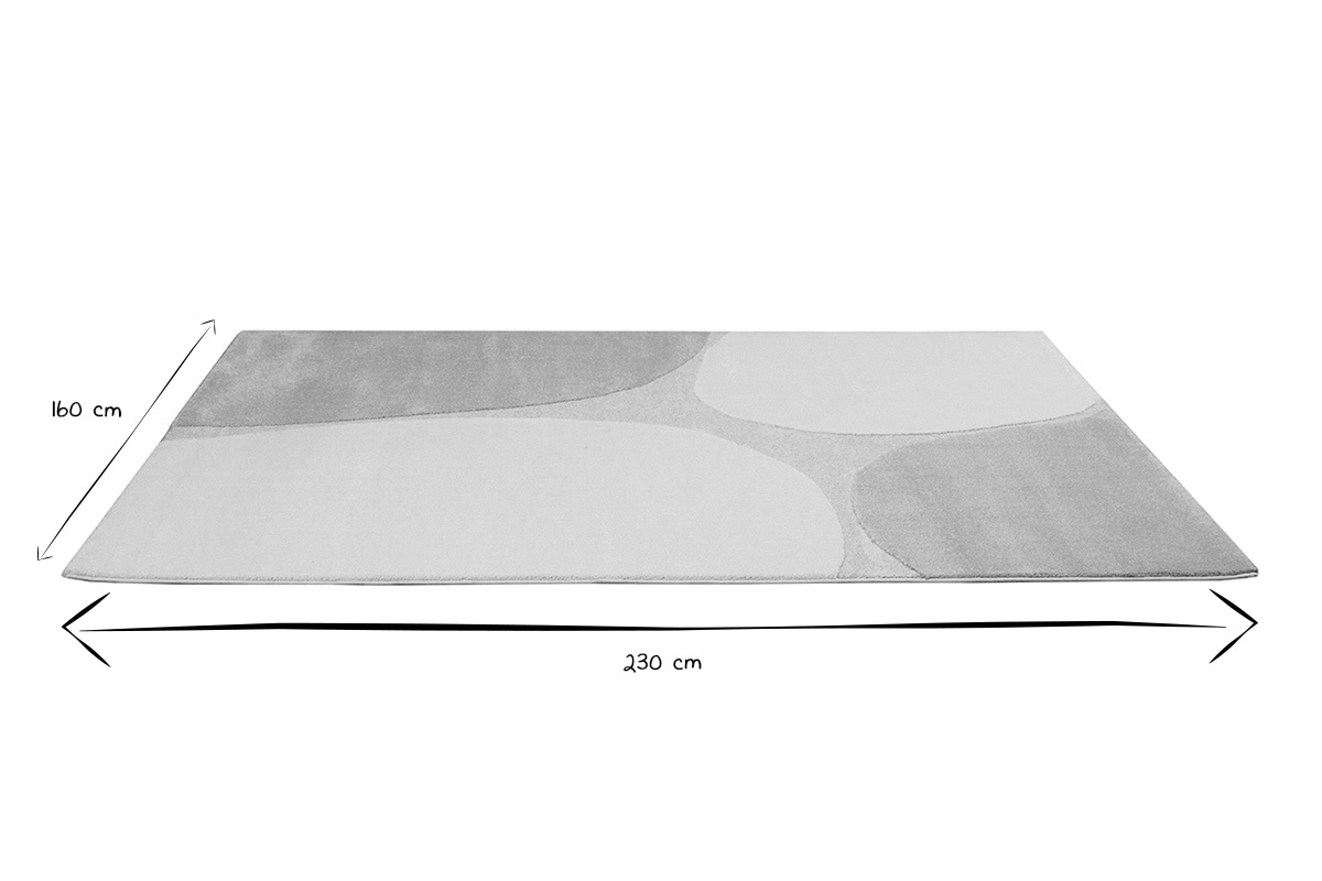 Abmessungen des rechteckigen LUMA-Teppichs in Beige, 230 cm x 160 cm, in Schwarz und Wei�.
