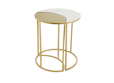 Beistelltisch aus weißem und goldfarben lackiertem Metall TOSCANE