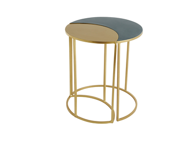 Beistelltisch aus weißem und petrolblauem lackiertem Metall TOSCANE