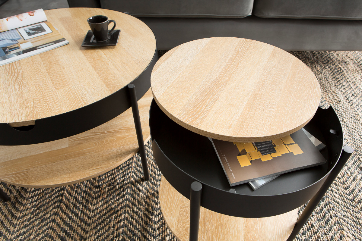 Beistelltisch Holz und Metall Schwarz 45�cm SUZIE