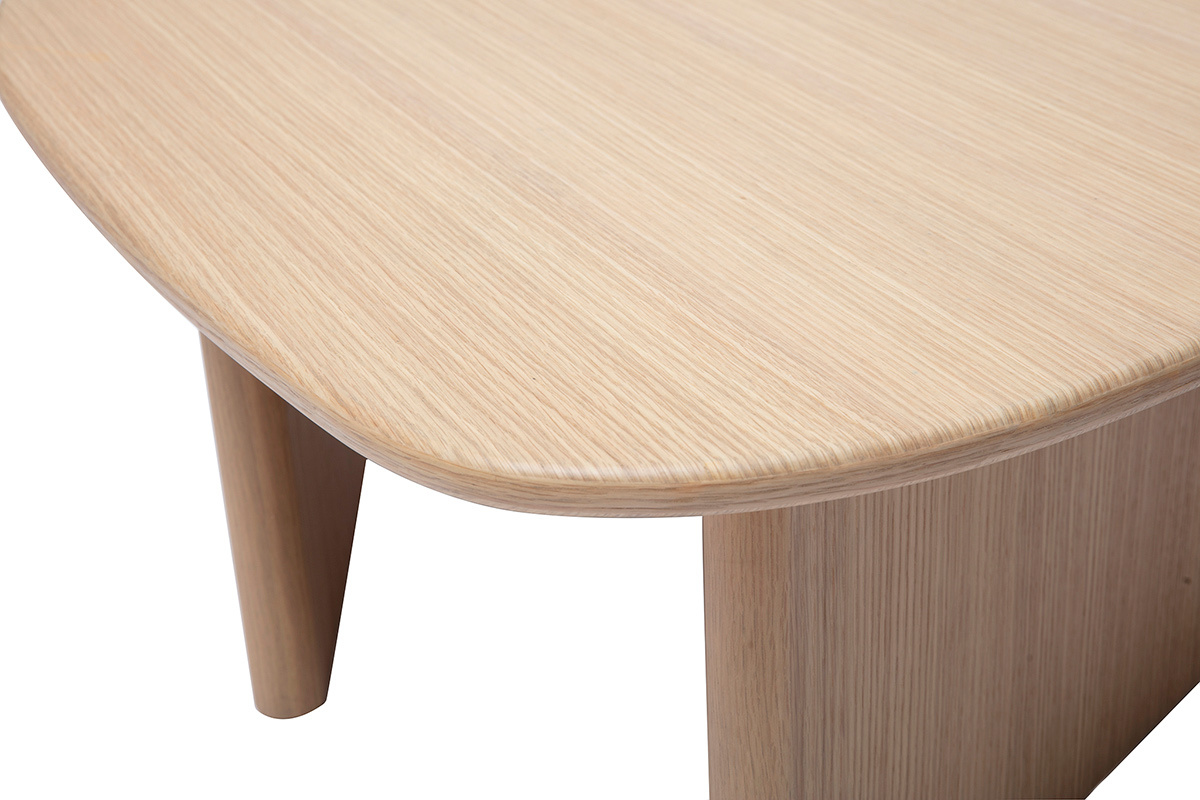 Beistelltisch in organischer Form aus hellem Eichenholz L85 cm ONDINE