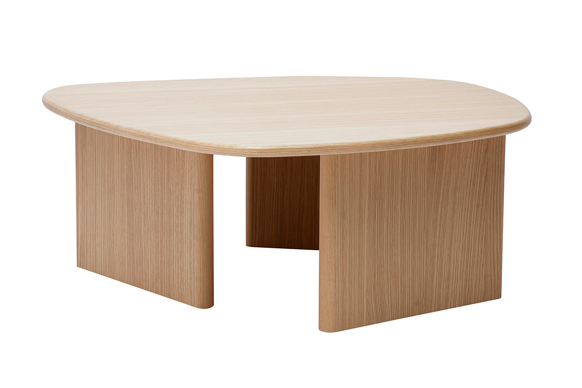 Beistelltisch in organischer Form aus hellem Eichenholz L85 cm ONDINE