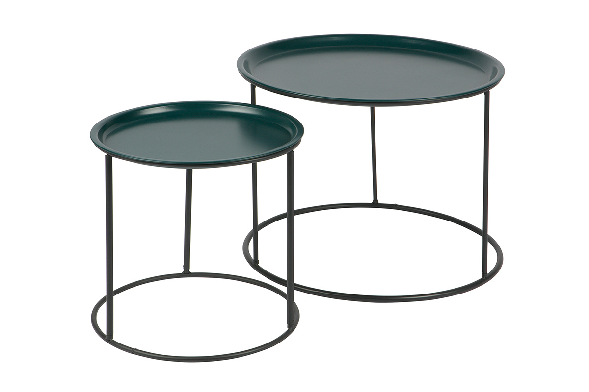 Beistelltisch rund Metall Petrolblau 40cm ABEL