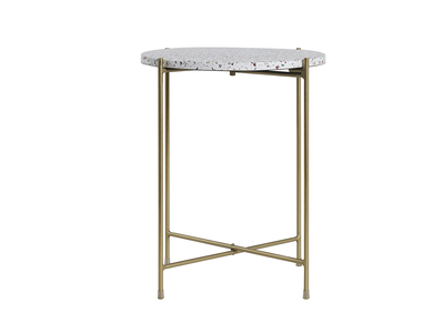Beistelltisch rund Terrazzo und goldfarbenes Metall D40 cm MEZZO