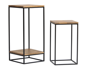Beistelltischchen aus Akazie und schwarzem Metall (2 Stück) IGGY
