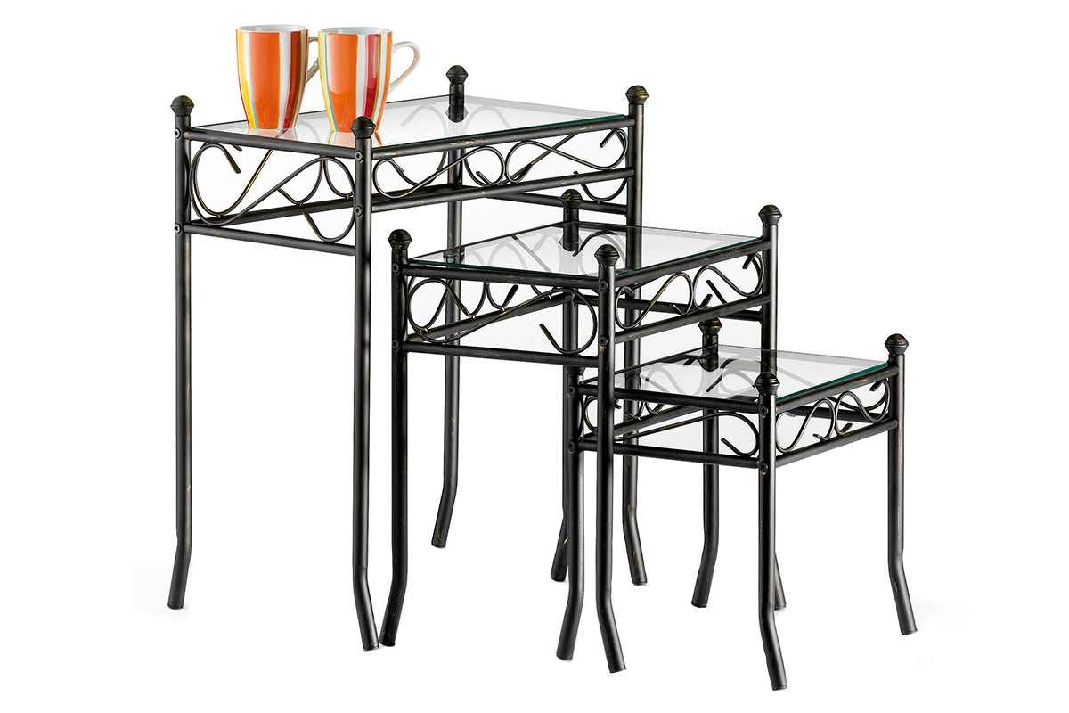 Beistelltische aus Glas und Stahl FLORENCE