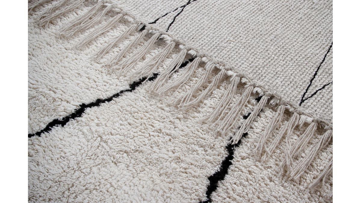 Berber-Teppich mit Fransen in Baumwolle ecru 160x230 cm HODNA