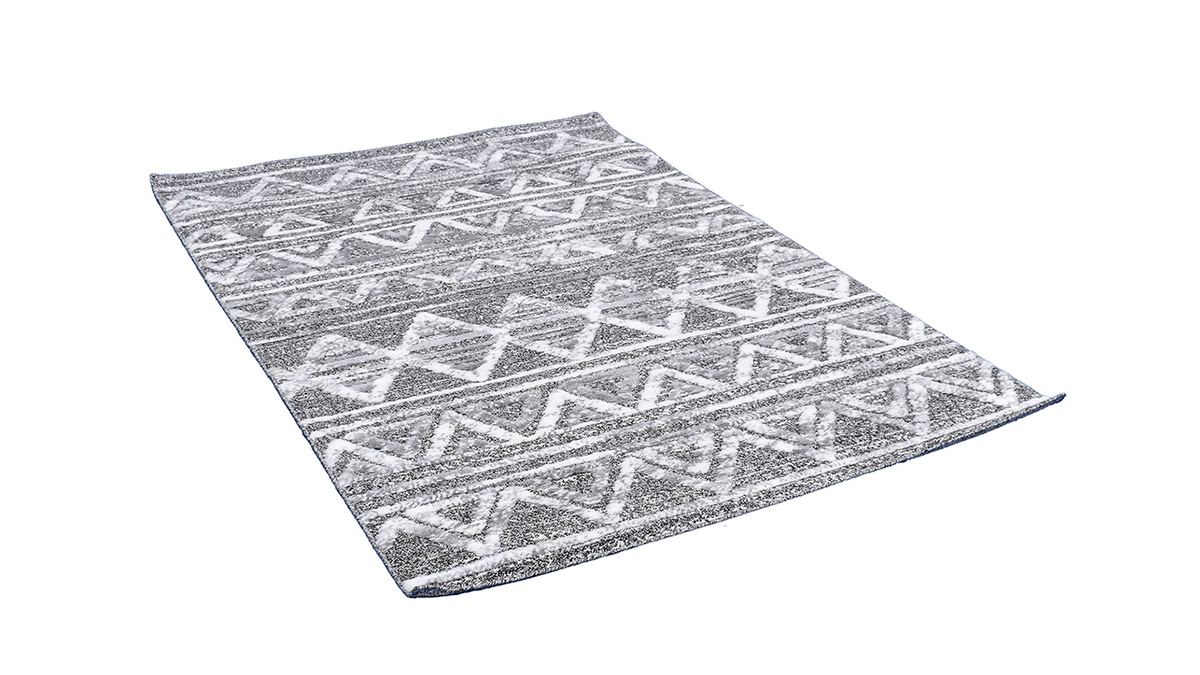 Berber-Teppich mit Reliefmuster weiß und grau 160 x 230 cm ERGA