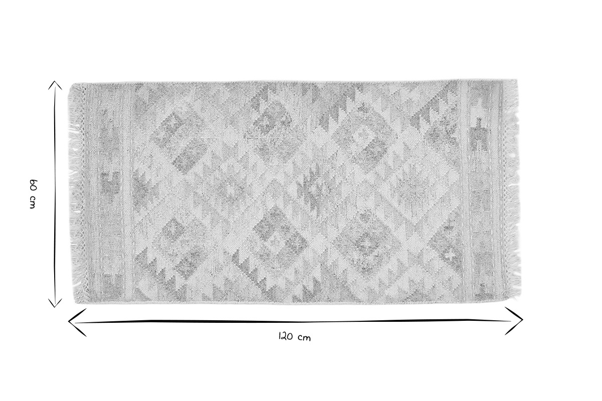 Berberischer Teppich in Beige mit geometrischen Mustern aus Wolle und Baumwolle 60 x 120 cm MAKA