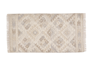 Berberischer Teppich in Beige mit geometrischen Mustern aus Wolle und Baumwolle 60 x 120 cm MAKAÏ