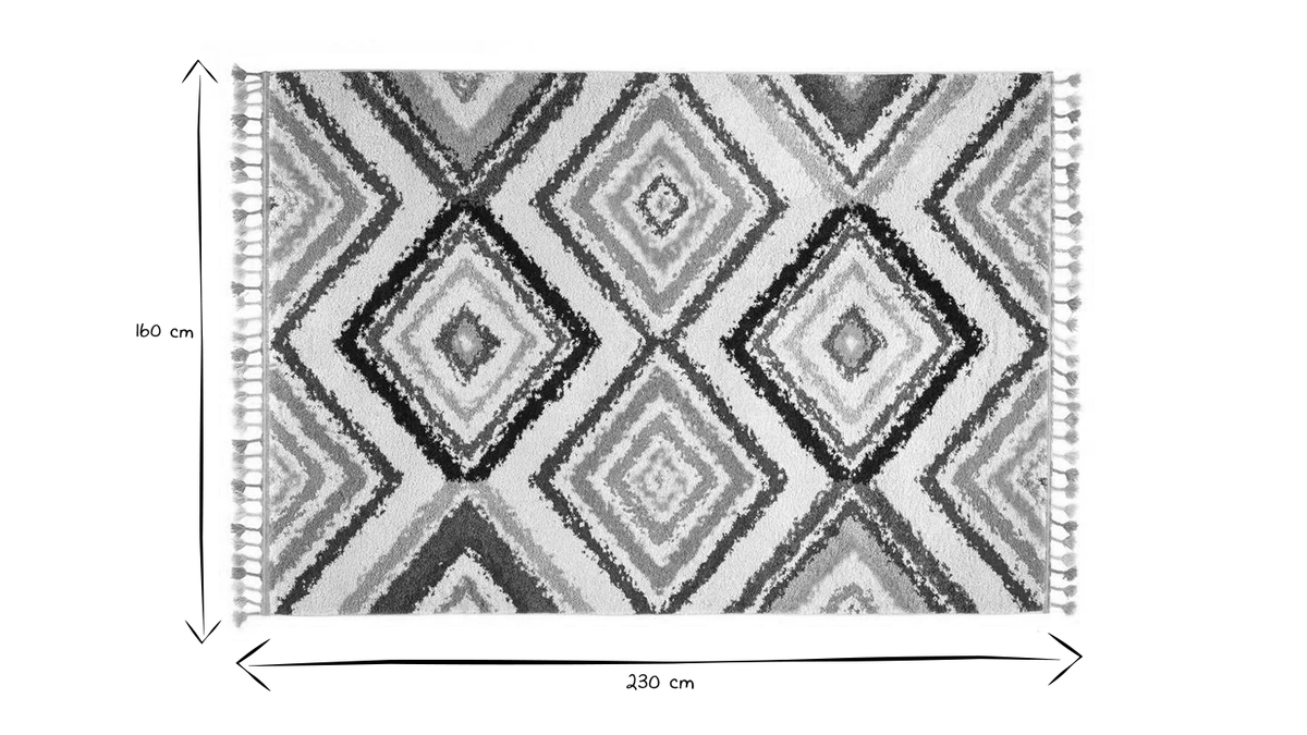 Berberteppich mehrfarbig mit Pompons 160 x 230 cm JEMAA