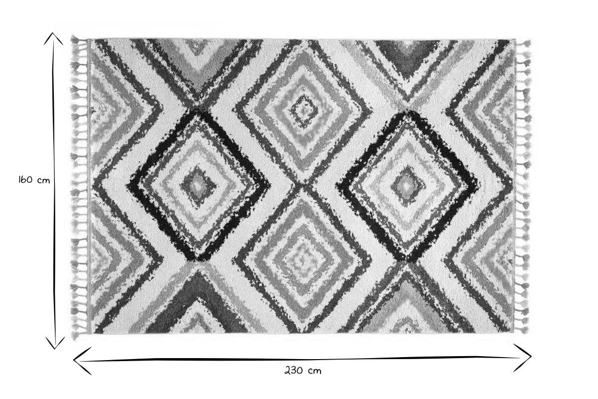 Berberteppich mehrfarbig mit Pompons 160 x 230 cm JEMAA