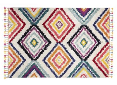 Berberteppich mehrfarbig mit Pompons 160 x 230 cm JEMAA