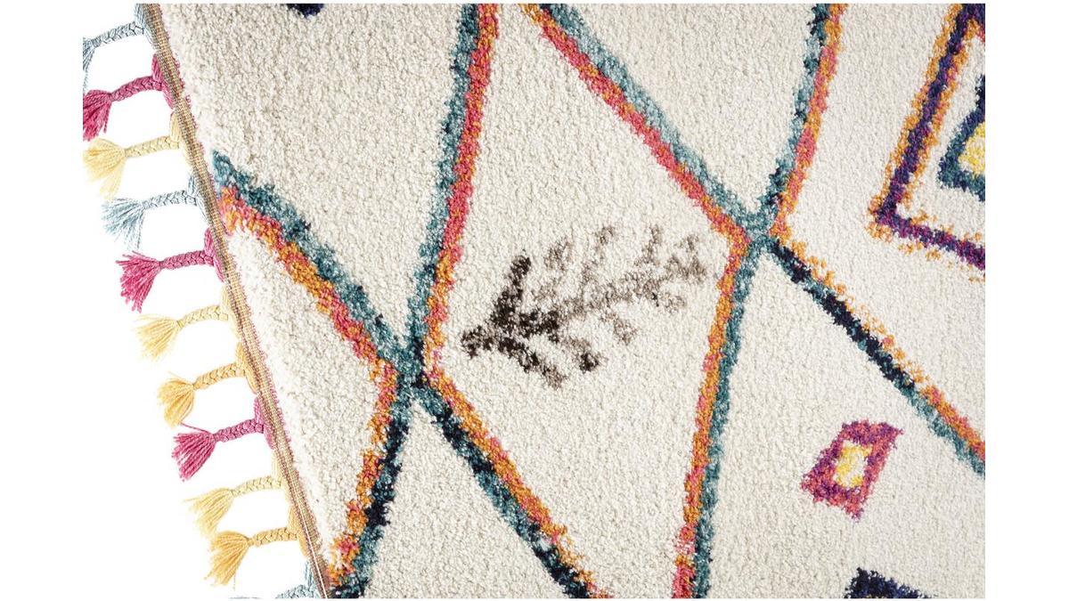 Berberteppich mehrfarbiges Muster und Pompons 200 x 290 cm MEDINA