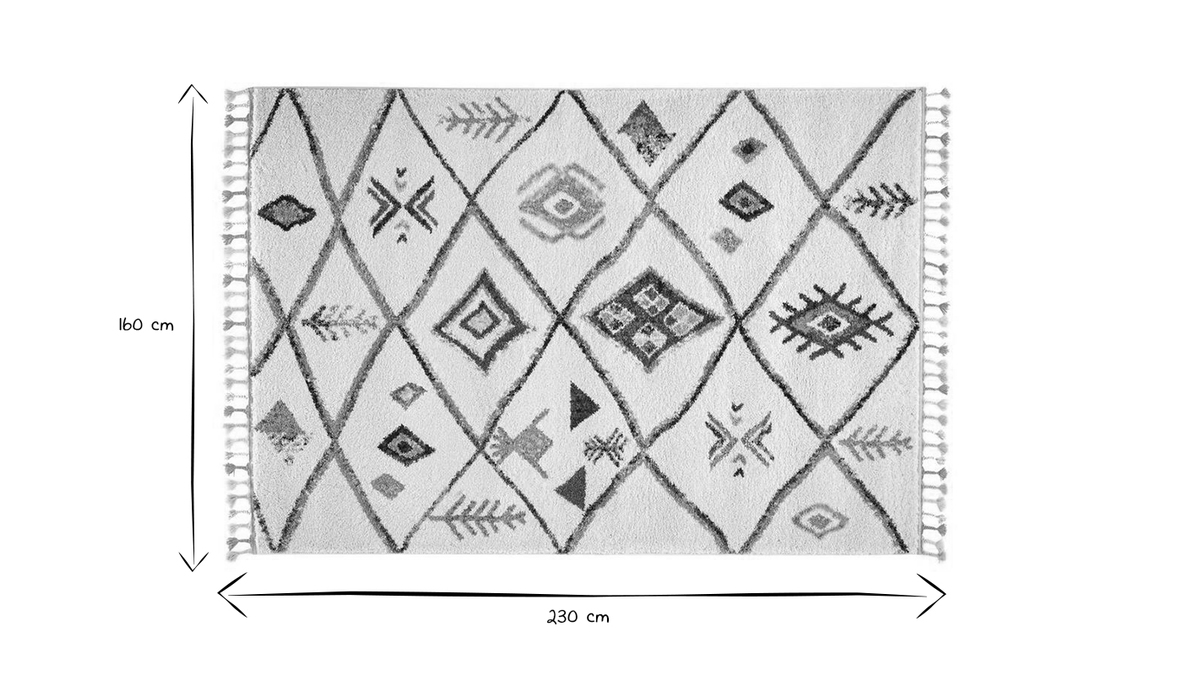 Berberteppich mit buntem Muster und Pompons 160 x 230 cm MEDINA