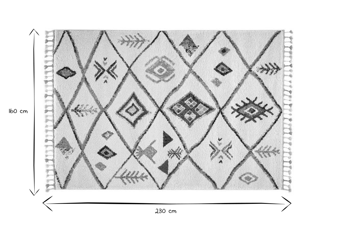 Berberteppich mit buntem Muster und Pompons 160 x 230 cm MEDINA