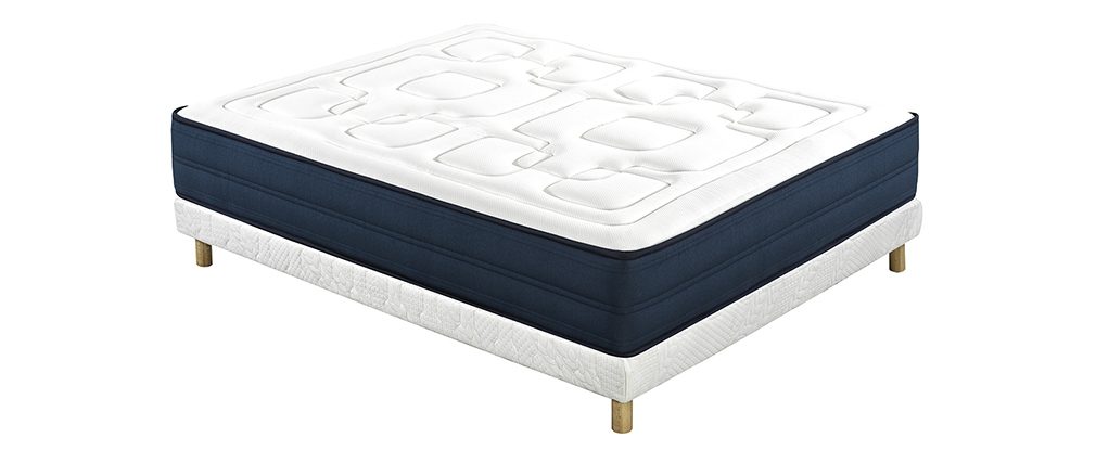 Bett 140 x 200 cm Boxspring und Memory-Foam-Matratze BENJI