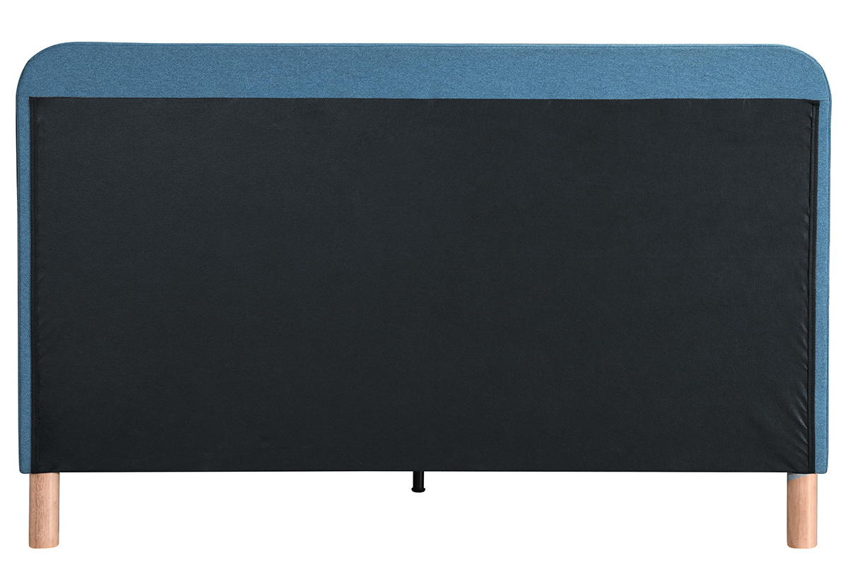 Bett 160 x 200 cm, gepolstert in entenblauem Stoff ORLANE