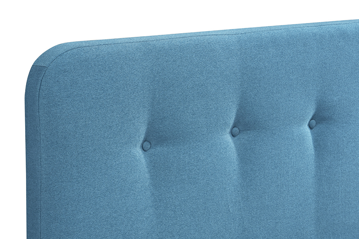 Bett 160 x 200 cm, gepolstert in entenblauem Stoff ORLANE