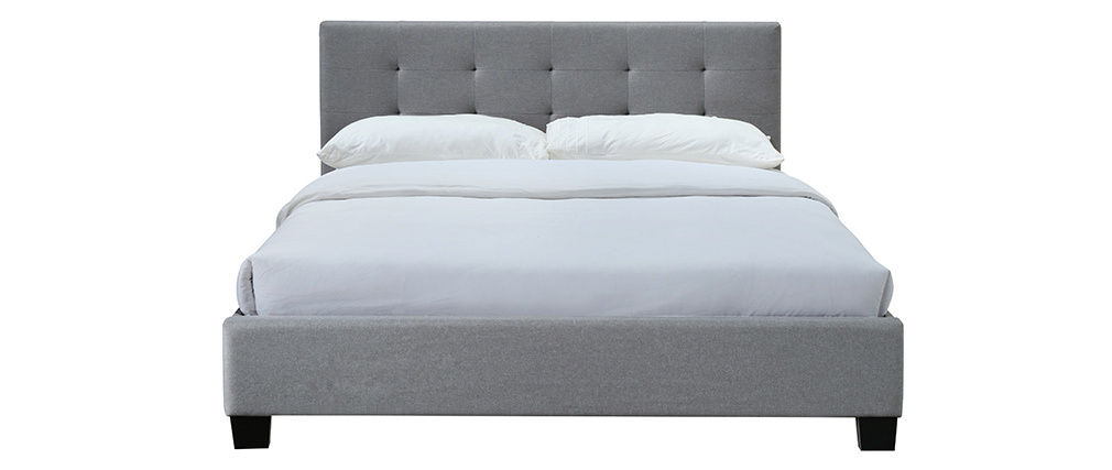 Bett 160 x 200 Stoff Grau gepolstert MARQUISE - Miliboo
