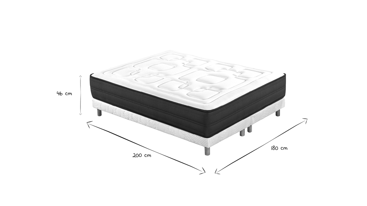 Bett 180 x 200 cm Boxspring und Memory-Foam-Matratze BENJI