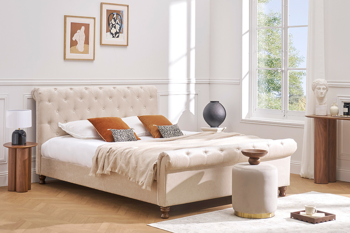 Bett 2 Personen 160 cm x 200 cm Samt RILEY