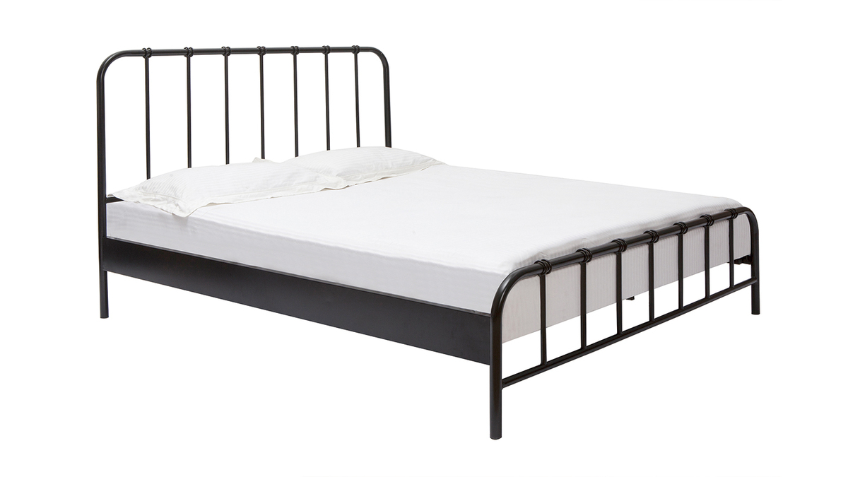 Bett aus schwarzem Metall 160 x 200 cm AUGUSTE