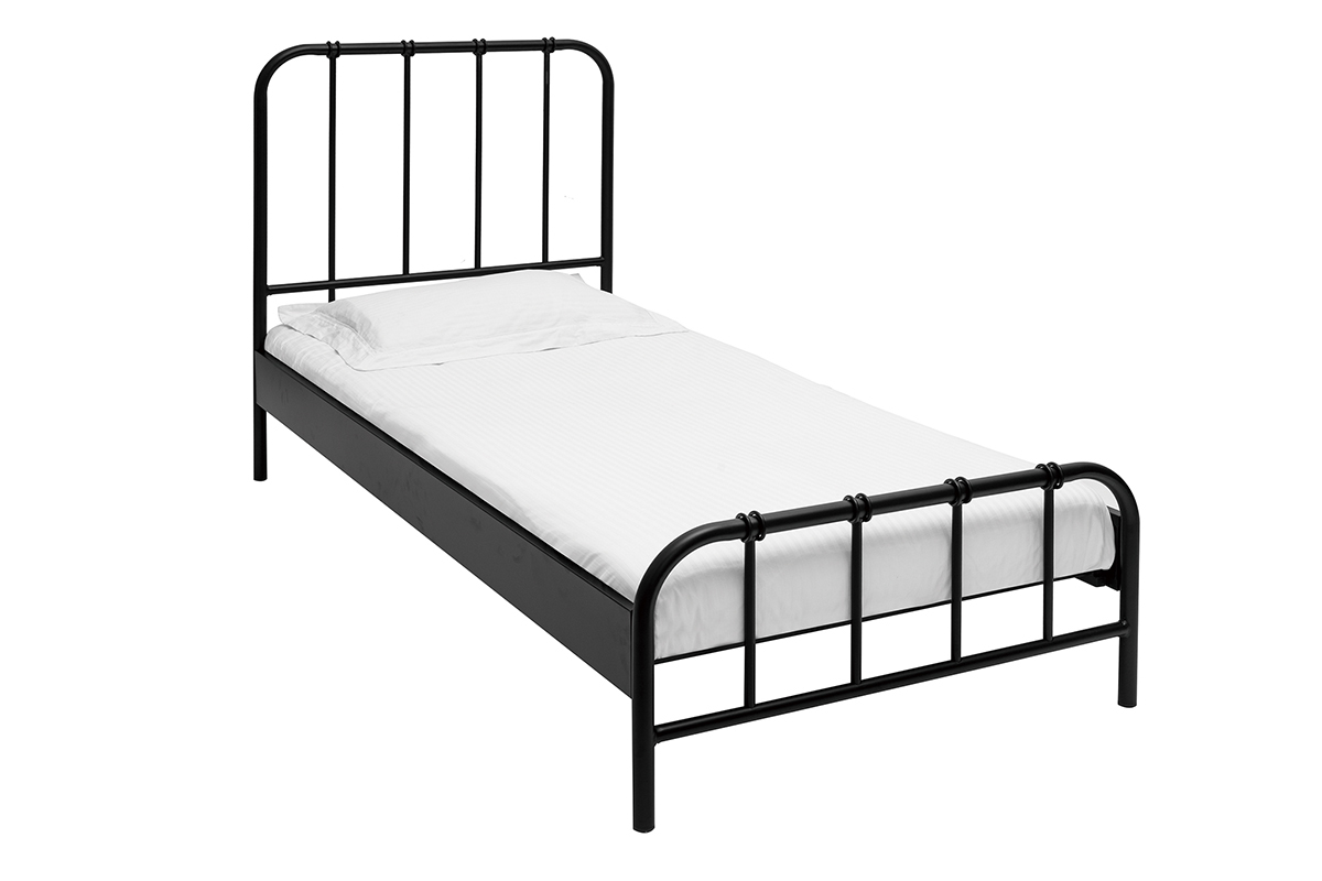 Bett aus schwarzem Metall 90 x 190 cm AUGUSTE