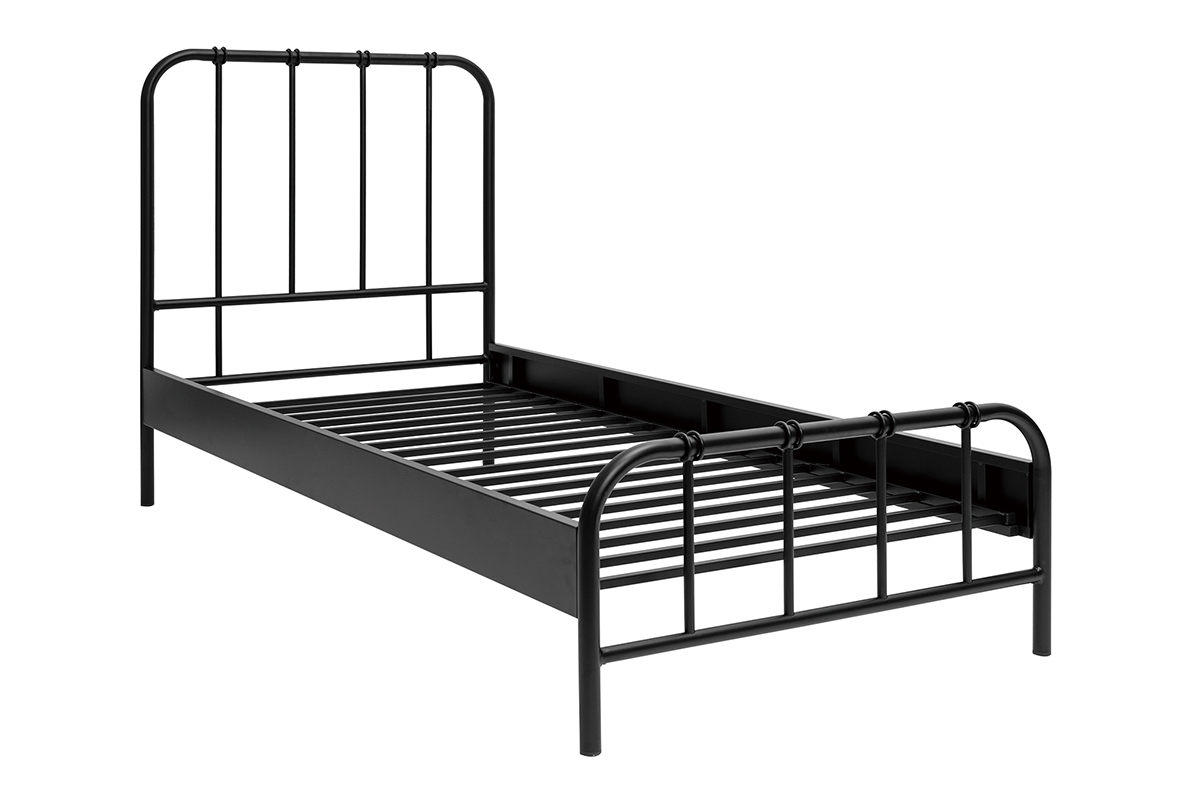Bett aus schwarzem Metall 90 x 190 cm AUGUSTE