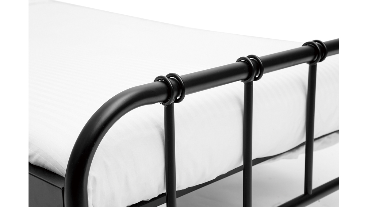 Bett aus schwarzem Metall 90 x 190 cm AUGUSTE