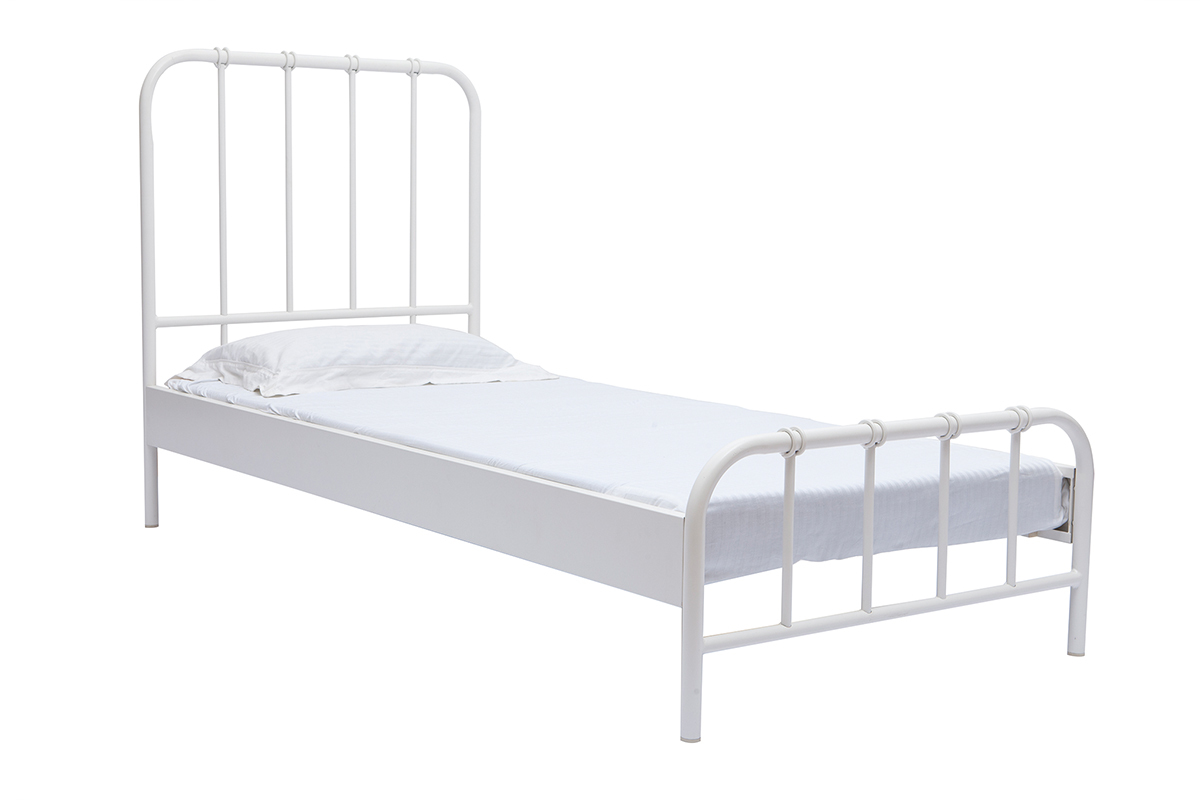 Bett aus weiem Metall 90 x 190 cm AUGUSTE